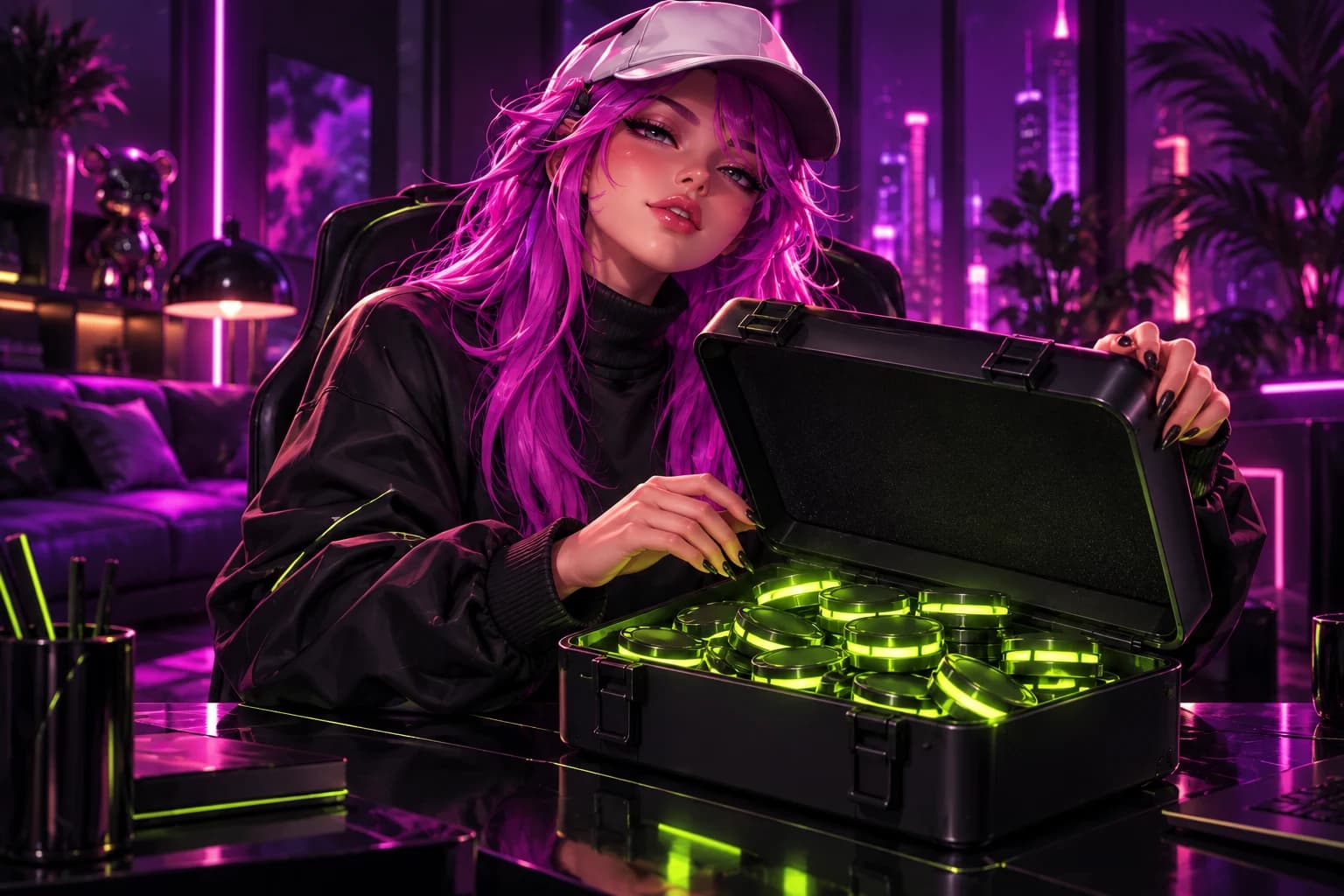LUCKY revealing a glowing reward case